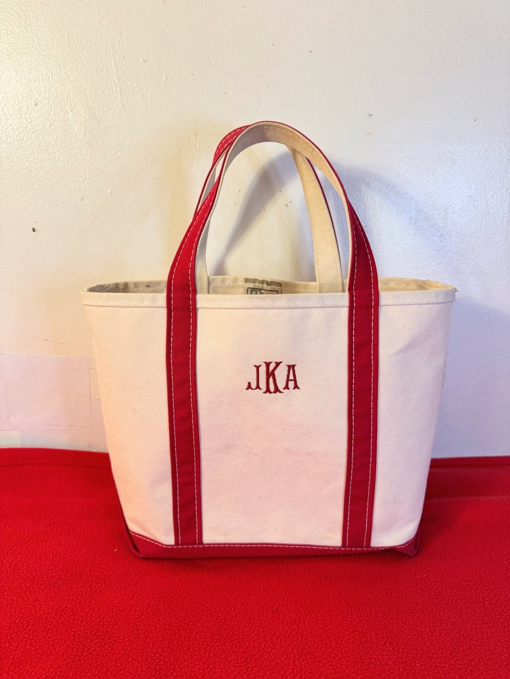 Vintage LL Bean Boat And Tote Canvas USA Made Bag Medium Embroidered “JKA